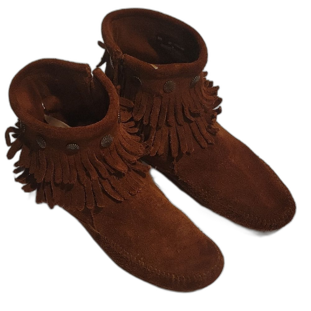 Minnetonka Chestnut Suede Moccasin Boots - Picture 1 of 11